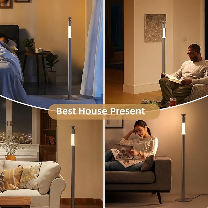 CASAGD LED Corner Floor Lamp with Touch Control Adjustable Height Minimalist Standing Lamp
