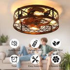 20" Industrial Cage Ceiling Fan with Lights and Remote