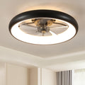 Farmhouse Black Ceiling Fans with Lights, 21.7" Flush Mount Ceiling Fan with Remote & APP Control