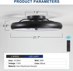 Farmhouse Black Ceiling Fans with Lights, 21.7" Flush Mount Ceiling Fan with Remote & APP Control