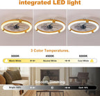 19.7 Inches Low Profile Ceiling Fan, Dimmable LED Ceiling Fans with Lights and Remote Timing and 6 Wind Speeds