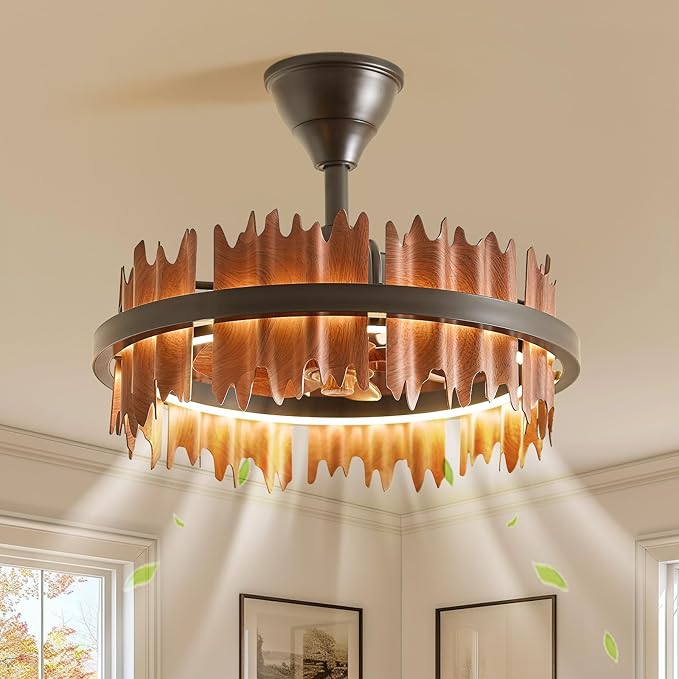 19.7 Inch Rustic Caged Ceiling Fan with Light