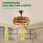 19.7 Inch Rustic Caged Ceiling Fan with Light