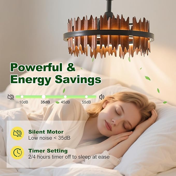 19.7 Inch Rustic Caged Ceiling Fan with Light
