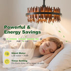 19.7 Inch Rustic Caged Ceiling Fan with Light