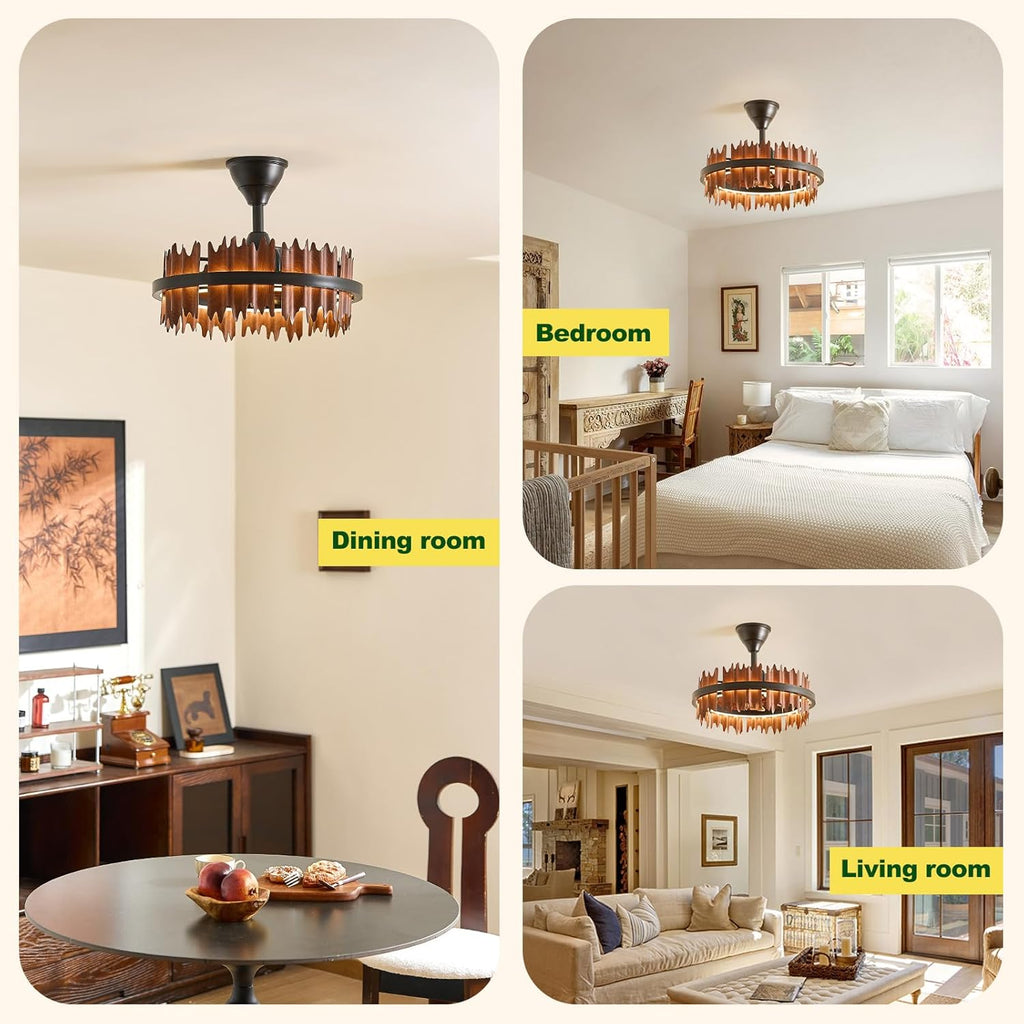 19.7 Inch Rustic Caged Ceiling Fan with Light