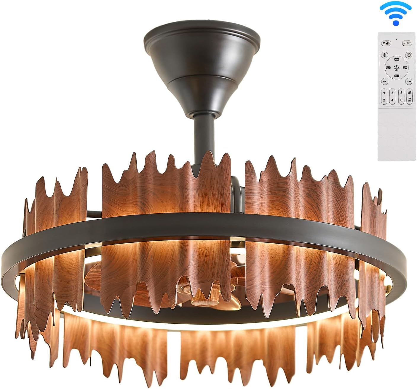 19.7 Inch Rustic Caged Ceiling Fan with Light