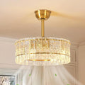 Gold Fandelier Caged Ceiling Fans with Lights, 20" Modern Crystal Chandelier Ceiling Fan