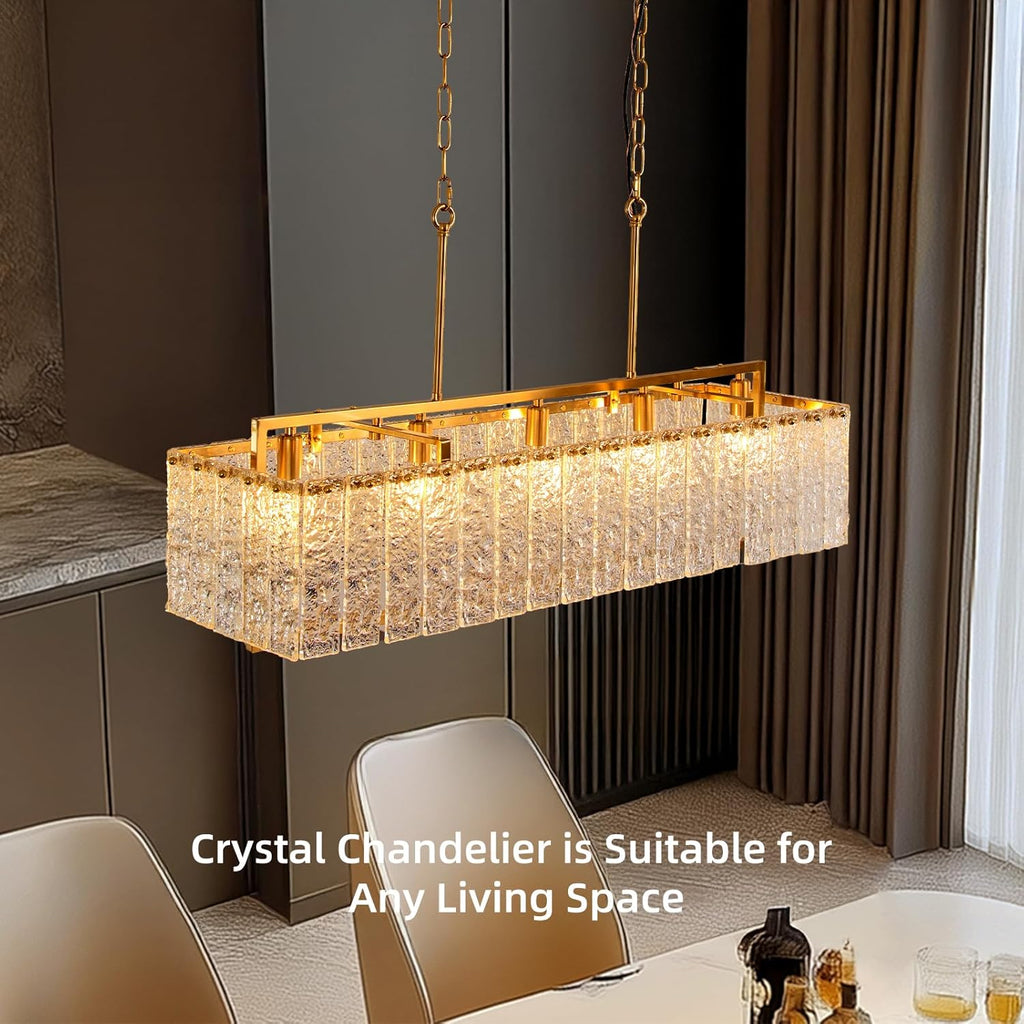 Modern Rectangular Crystal Chandelier for Dining Room