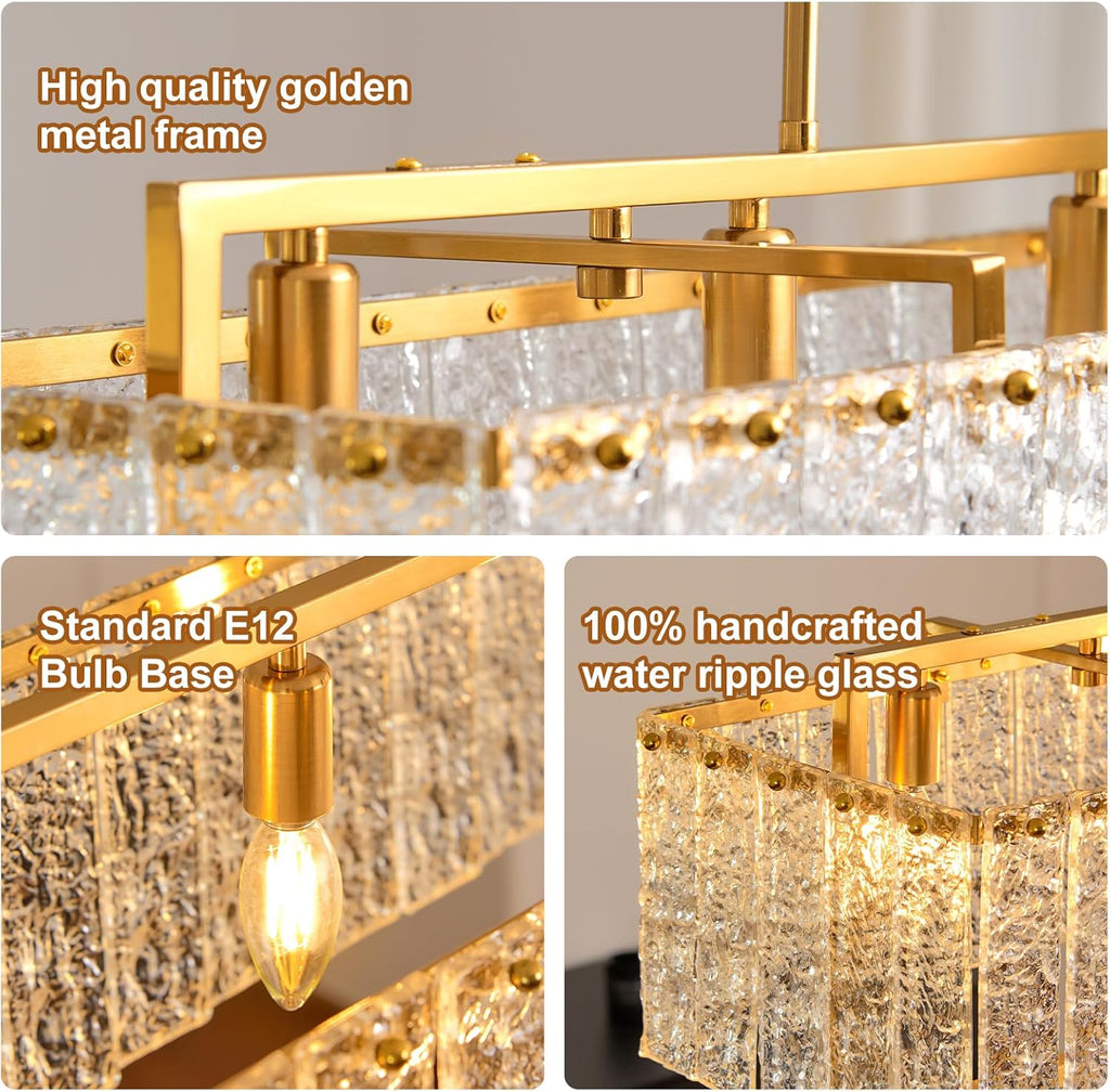 Modern Rectangular Crystal Chandelier for Dining Room