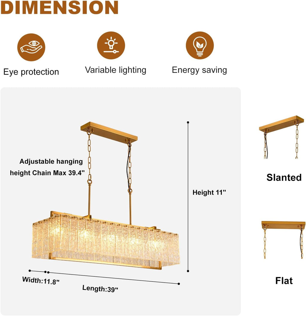 Modern Rectangular Crystal Chandelier for Dining Room