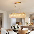 Modern Rectangular Crystal Chandelier for Dining Room