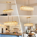 Modern Rectangular Crystal Chandelier for Dining Room