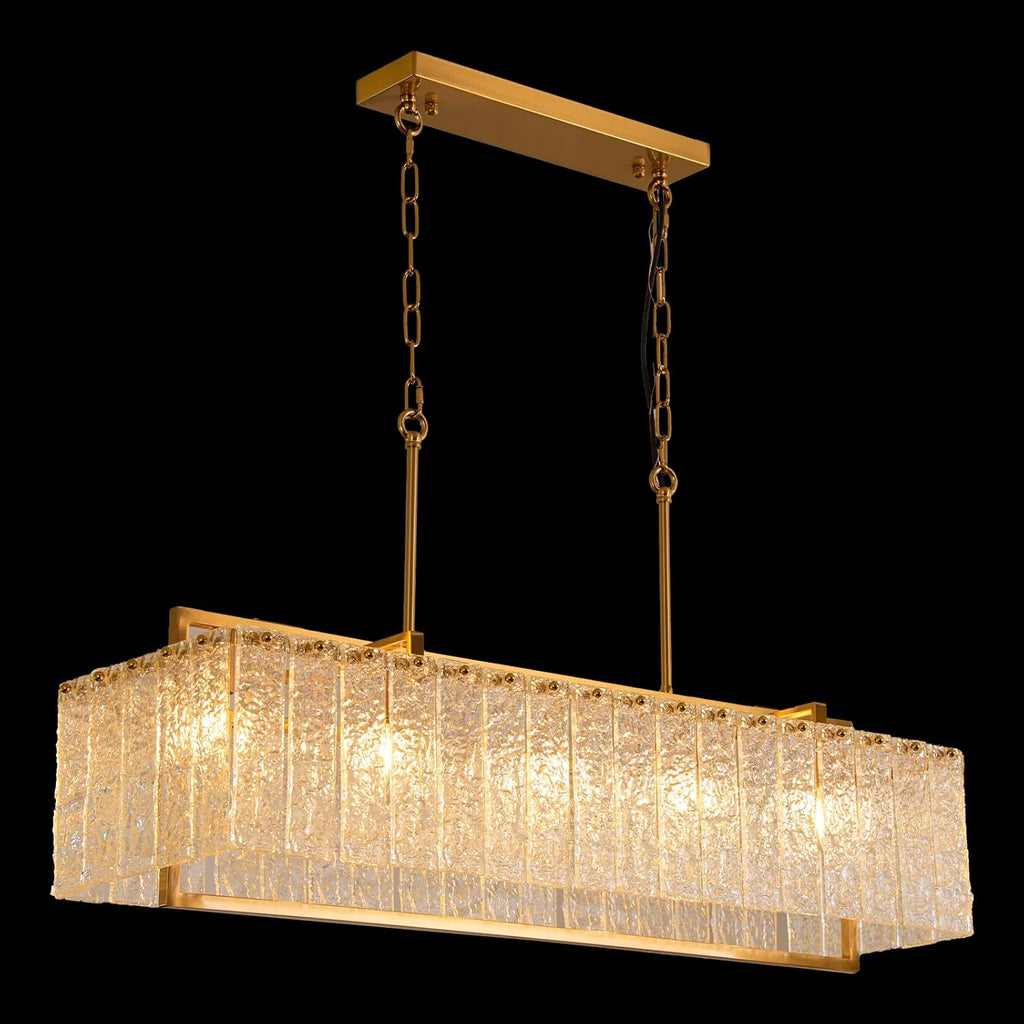 Modern Rectangular Crystal Chandelier for Dining Room