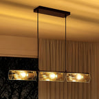 Modern Textured Linear Chandelier 3 Light Hanging Pendant Light