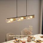 Modern Textured Linear Chandelier 3 Light Hanging Pendant Light