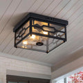 Outdoor Ceiling Light with Motion Sensor Flush Mount Squares Porch Light for Entryway Farmhouse Garage Front and Back Yards