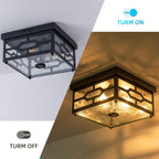 Outdoor Ceiling Light with Motion Sensor Flush Mount Squares Porch Light for Entryway Farmhouse Garage Front and Back Yards