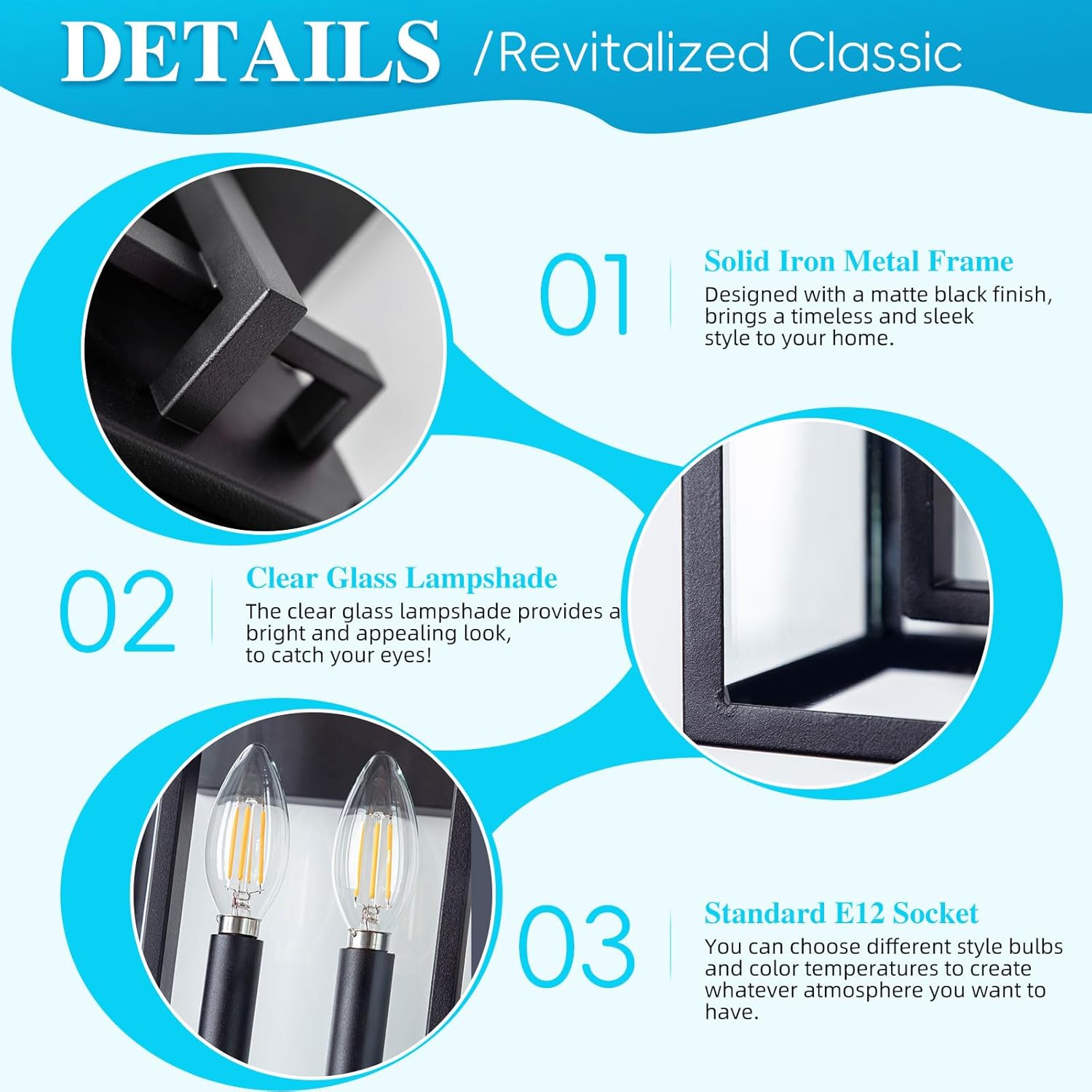 Dusk to Dawn Outdoor Wall Sconce Waterproof Wall Lantern 2-Lights Outside Modern Wall Mount Light
