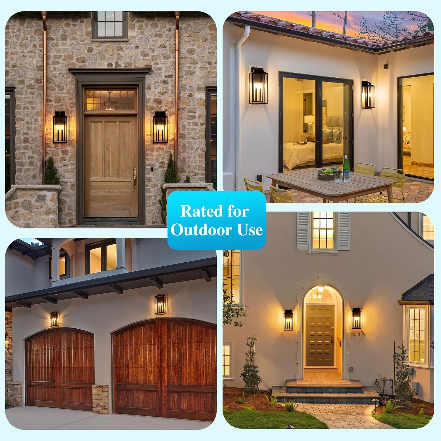 Dusk to Dawn Outdoor Wall Sconce Waterproof Wall Lantern 2-Lights Outside Modern Wall Mount Light