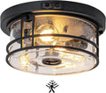 Outdoor Ceiling Light with Motion Sensor Flush Mount Round Porch Light