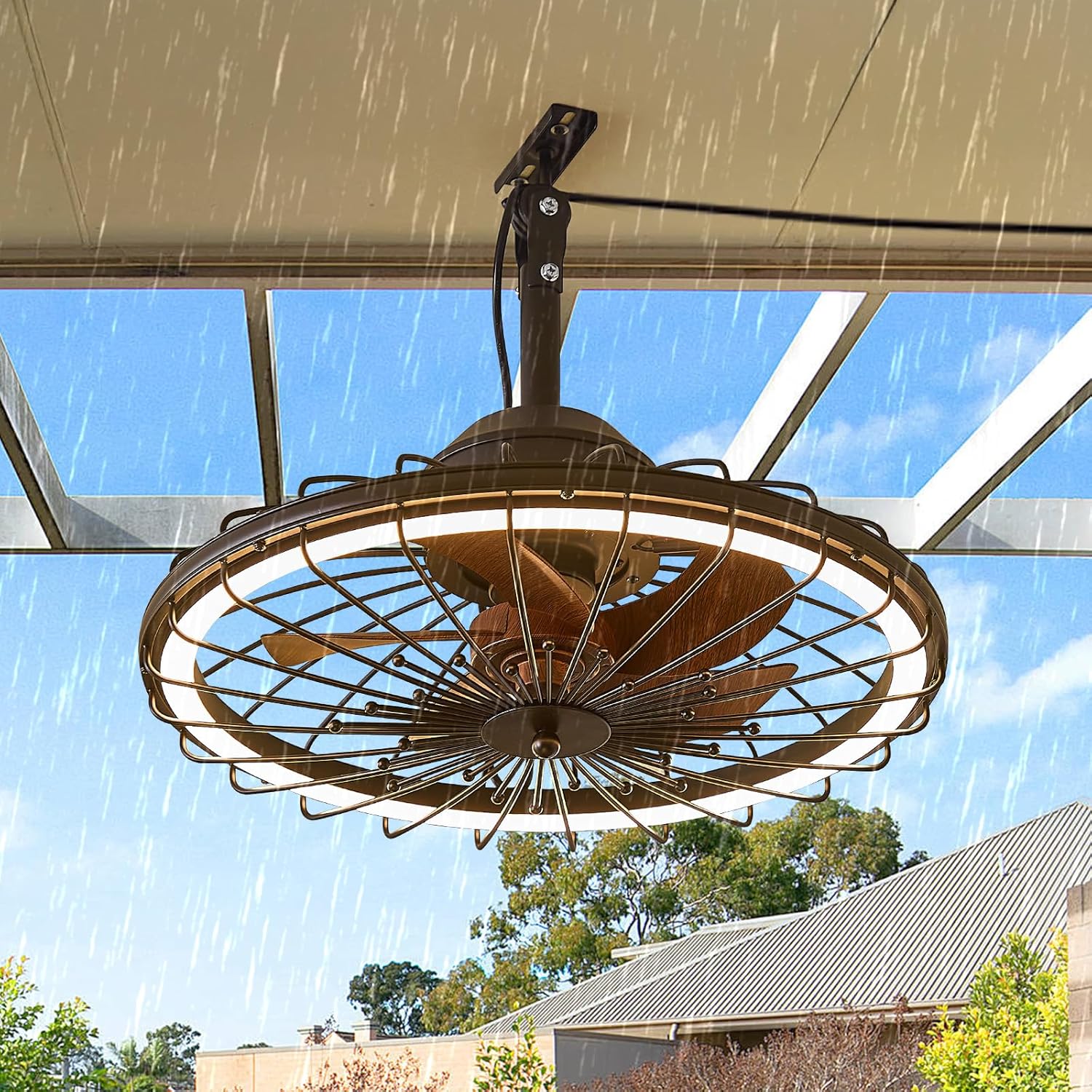 20" Outdoor Ceiling Fans with Light for Patios with Remote Control App