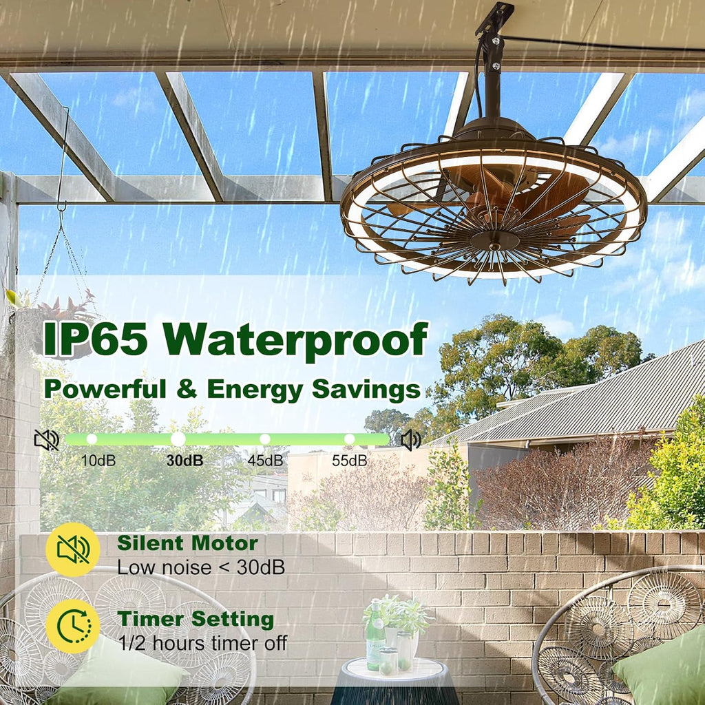 20" Outdoor Ceiling Fans with Light for Patios with Remote Control App