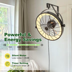 Wall Mount Fan with Remote App Control, 20" Quiet Wall Mounted Fans with Light 360° Adjustable