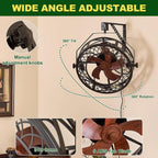 20" Wall Mount Fan with Light and Remote, Ceiling Fan Light with Plug in Cord 6 Speed 360° Adjustable Tilt Indoor Wall Hanging Fan
