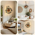 20" Wall Mount Fan with Light and Remote, Ceiling Fan Light with Plug in Cord 6 Speed 360° Adjustable Tilt Indoor Wall Hanging Fan