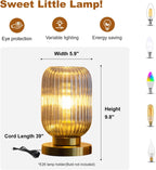Bedside Table Lamp with Glass Shade Modern Desk Lamp with Plug-in Style for Bedroom Living Room