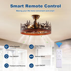 Farmhouse Rustic Ceiling Fan with Light and Remote, 21.7"
