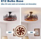 Farmhouse Rustic Ceiling Fan with Light and Remote, 21.7"