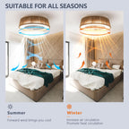 20" Boho Cage Enclosed Bladeless Ceiling Fan with Lights