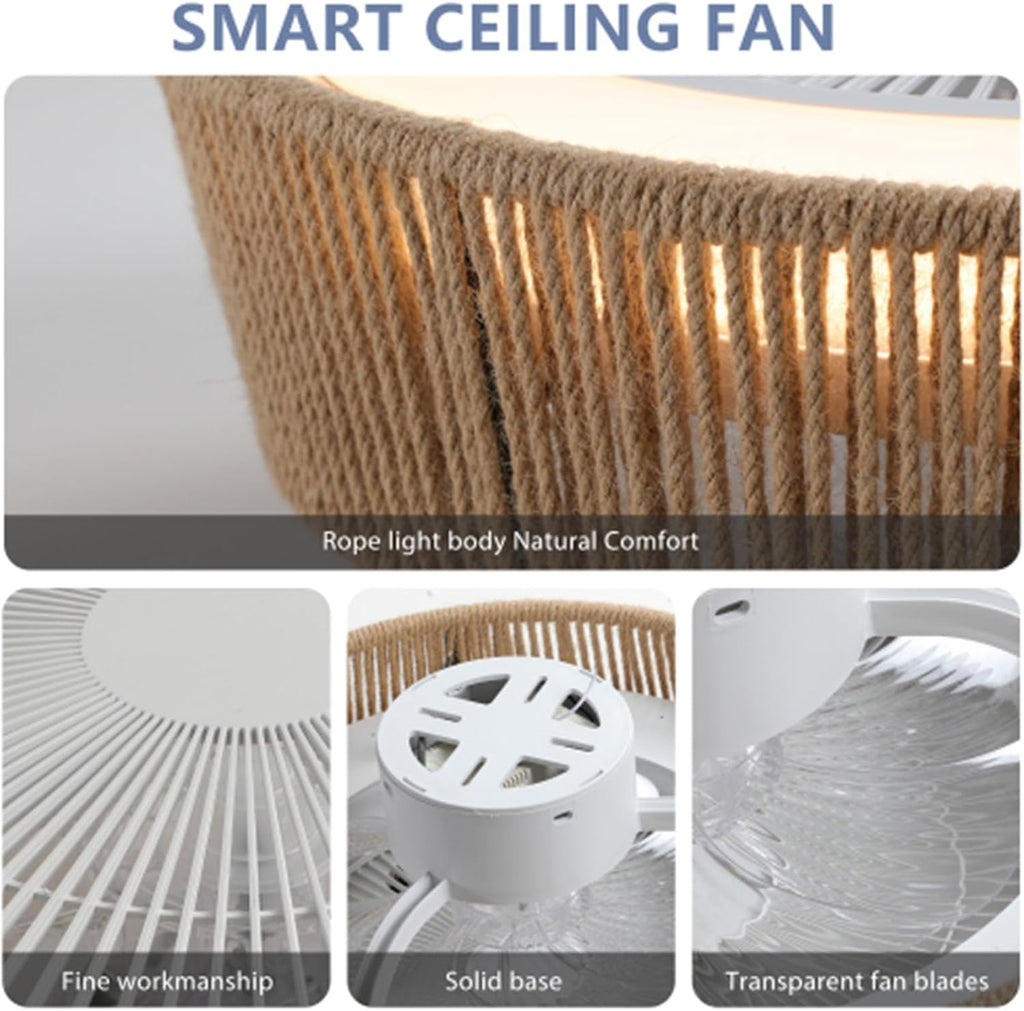 20" Boho Cage Enclosed Bladeless Ceiling Fan with Lights