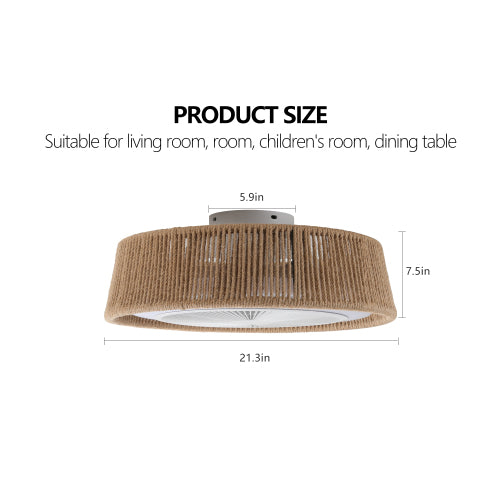 20" Boho Cage Enclosed Bladeless Ceiling Fan with Lights