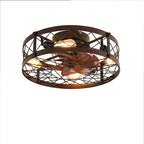 20" Industrial Cage Ceiling Fan with Lights and Remote