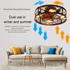20" Industrial Cage Ceiling Fan with Lights and Remote