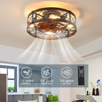 20" Industrial Cage Ceiling Fan with Lights and Remote
