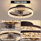 20" Low Profile Ceiling Fan with Light and Remote Control LED Ceiling Fan 6 Speeds