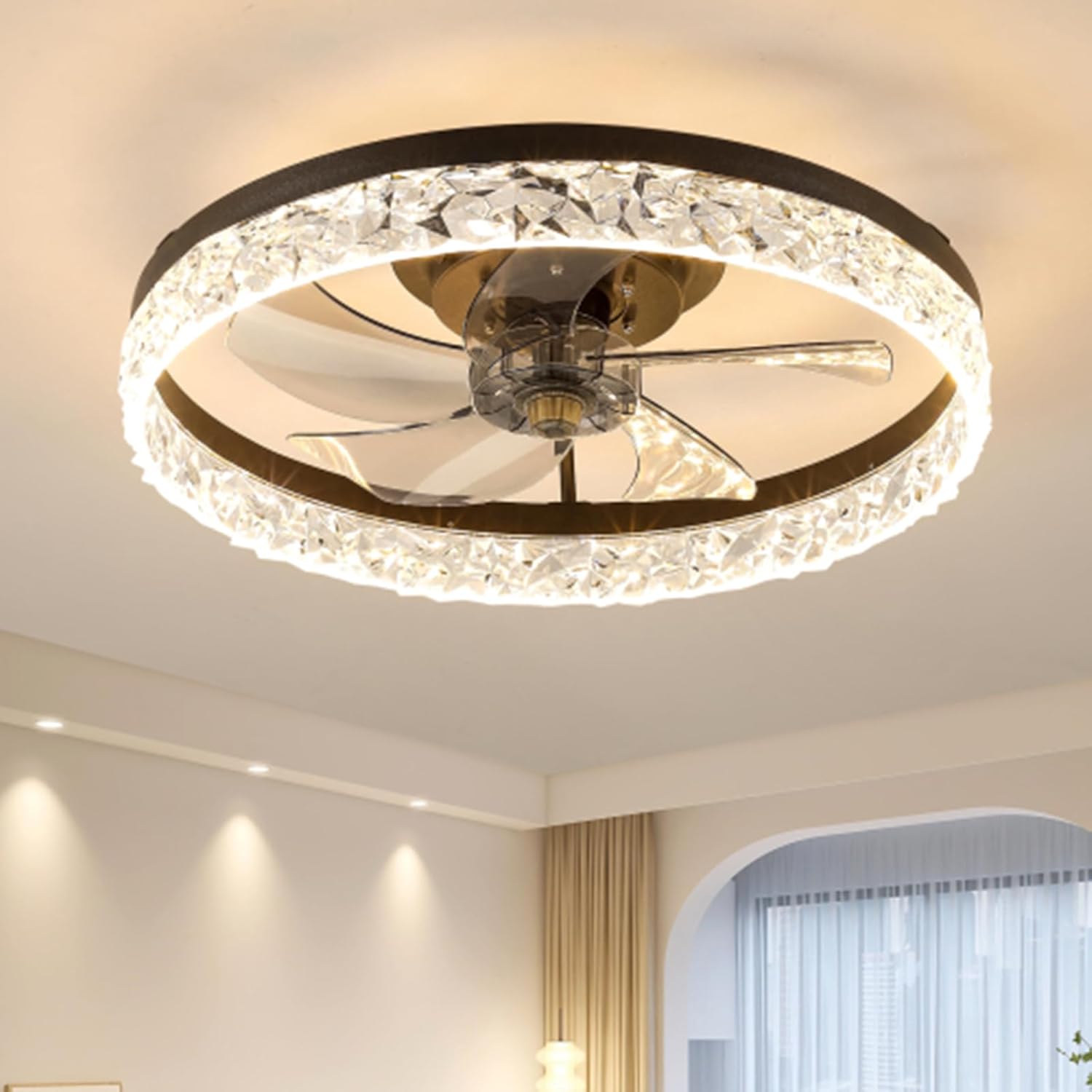20" Low Profile Ceiling Fan with Light and Remote Control LED Ceiling Fan 6 Speeds