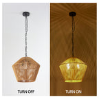 17" Boho Hemp Rope Pendant Light Handcrafted Farmhouse Hanging Light Fixture