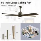 Modern Wood Ceiling Fan with Light and Remote Control