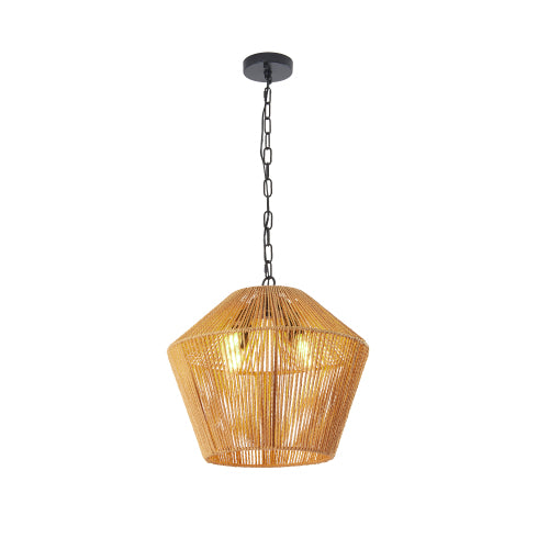 17" Boho Hemp Rope Pendant Light Handcrafted Farmhouse Hanging Light Fixture